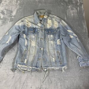 Levi's Jacket Mens Size M Distressed Ripped Denim Light Wash Blue